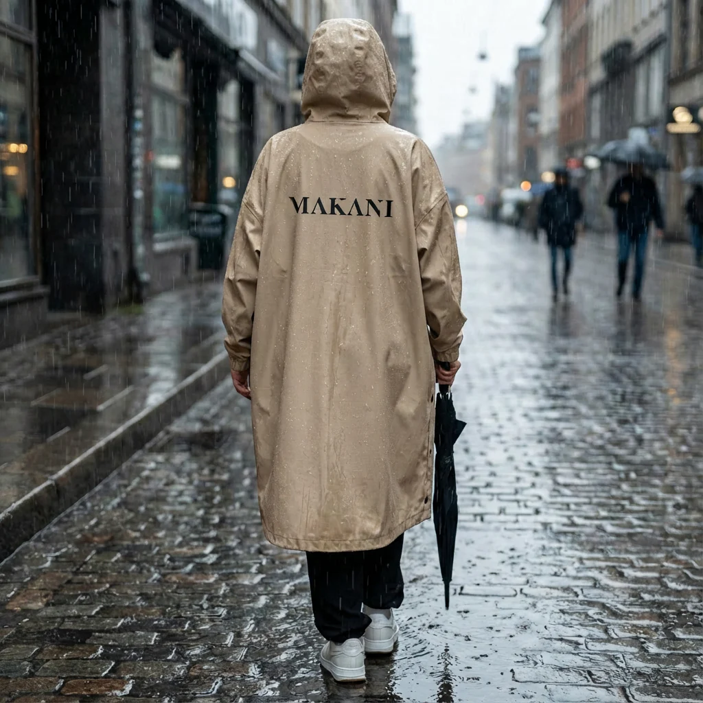 Regenponcho KAY Beige — Stylisch & Wasserfest - Image 4
